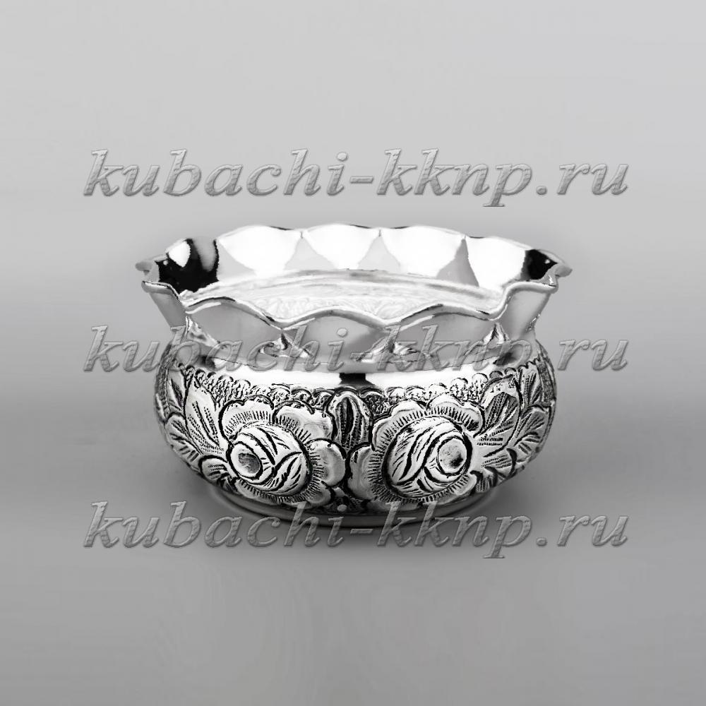 Небольшая серебряная конфетница Цветы, КФ183м фото 2