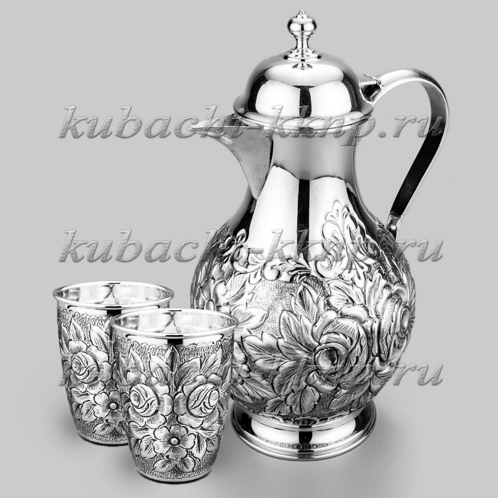 Серебряный набор для воды Розы, ндв104 фото 1