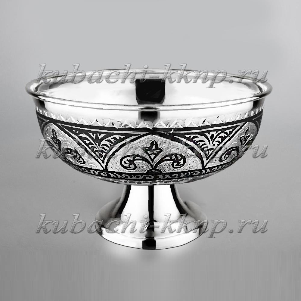 Серебряная конфетница на небольшой ножке, КФ234 фото 2
