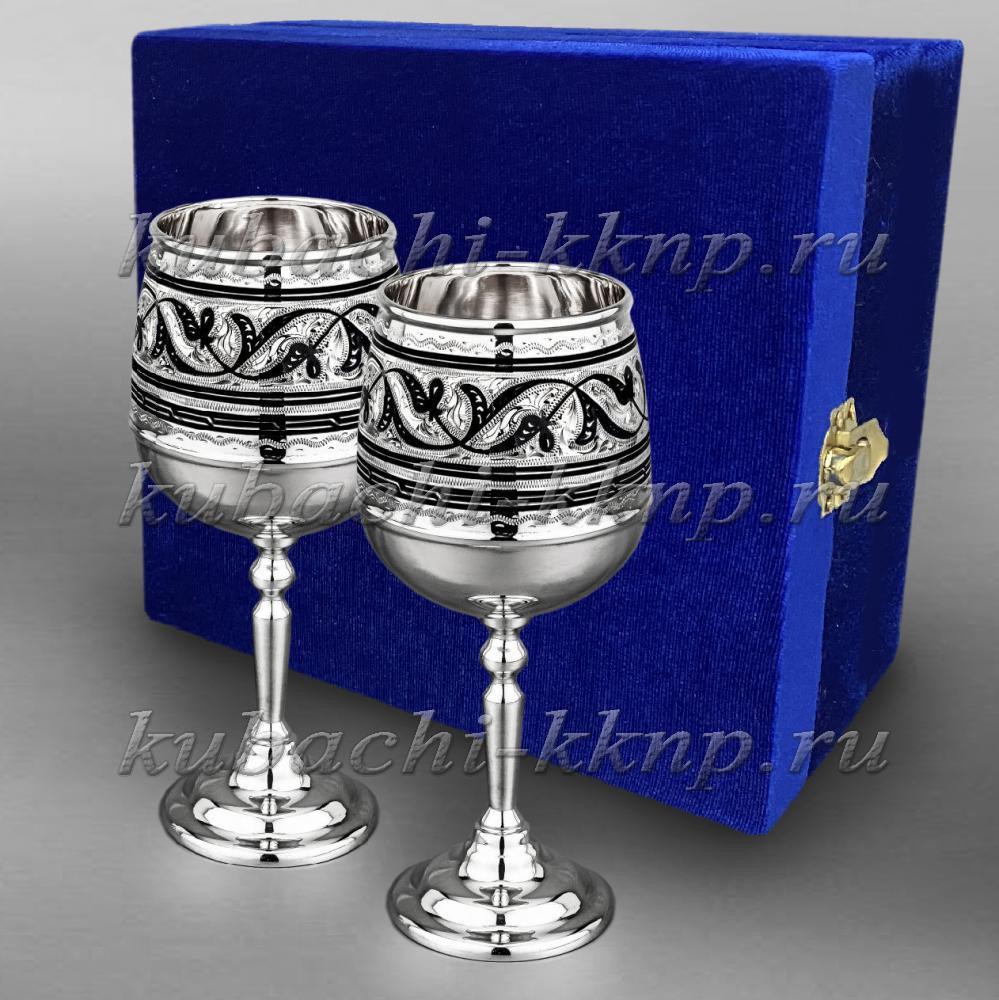 Набор из двух(2) серебряных бокалов Каспий, ф045-2 фото 1