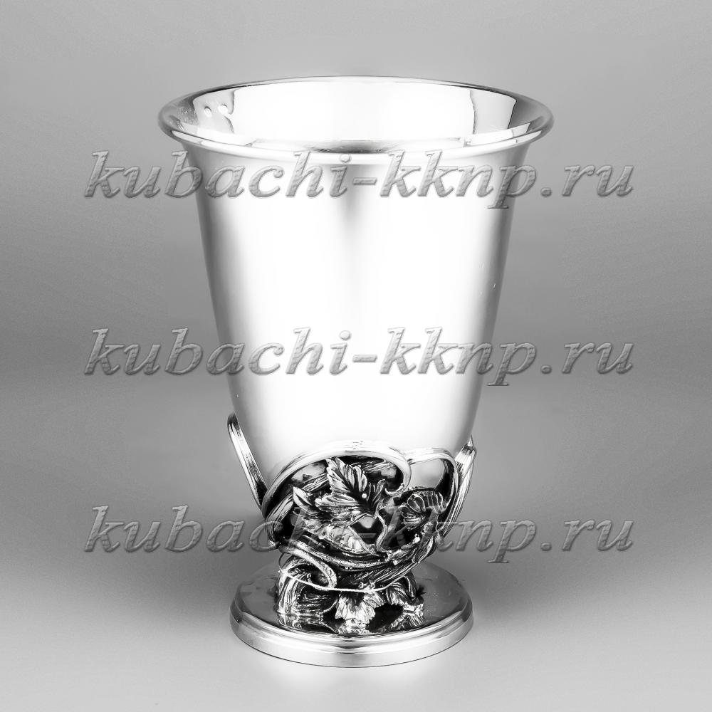 Серебряный гладкий стакан с оригинальной ножкой стакан, 217 мл, ст041 фото 1