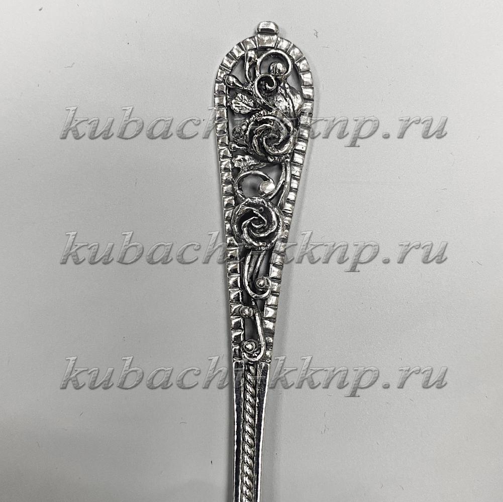 Серебряная ложка с розочками, Л00082 фото 2