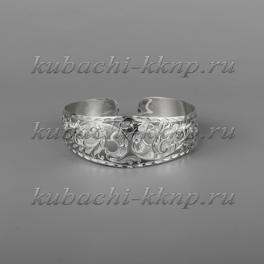 Кубачинский браслет из серебра с ручной гравировкой