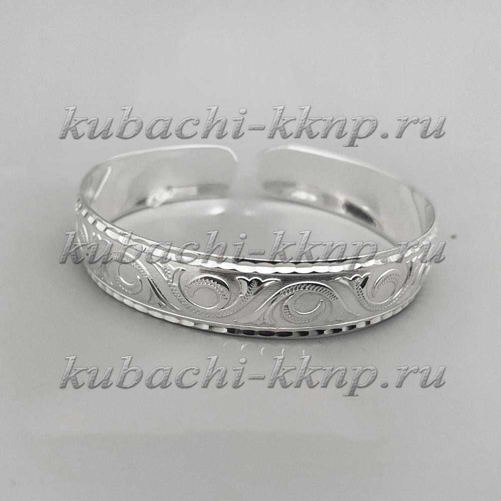 Кубачинский не широкий серебряный браслет без чернения, БР253 фото 1