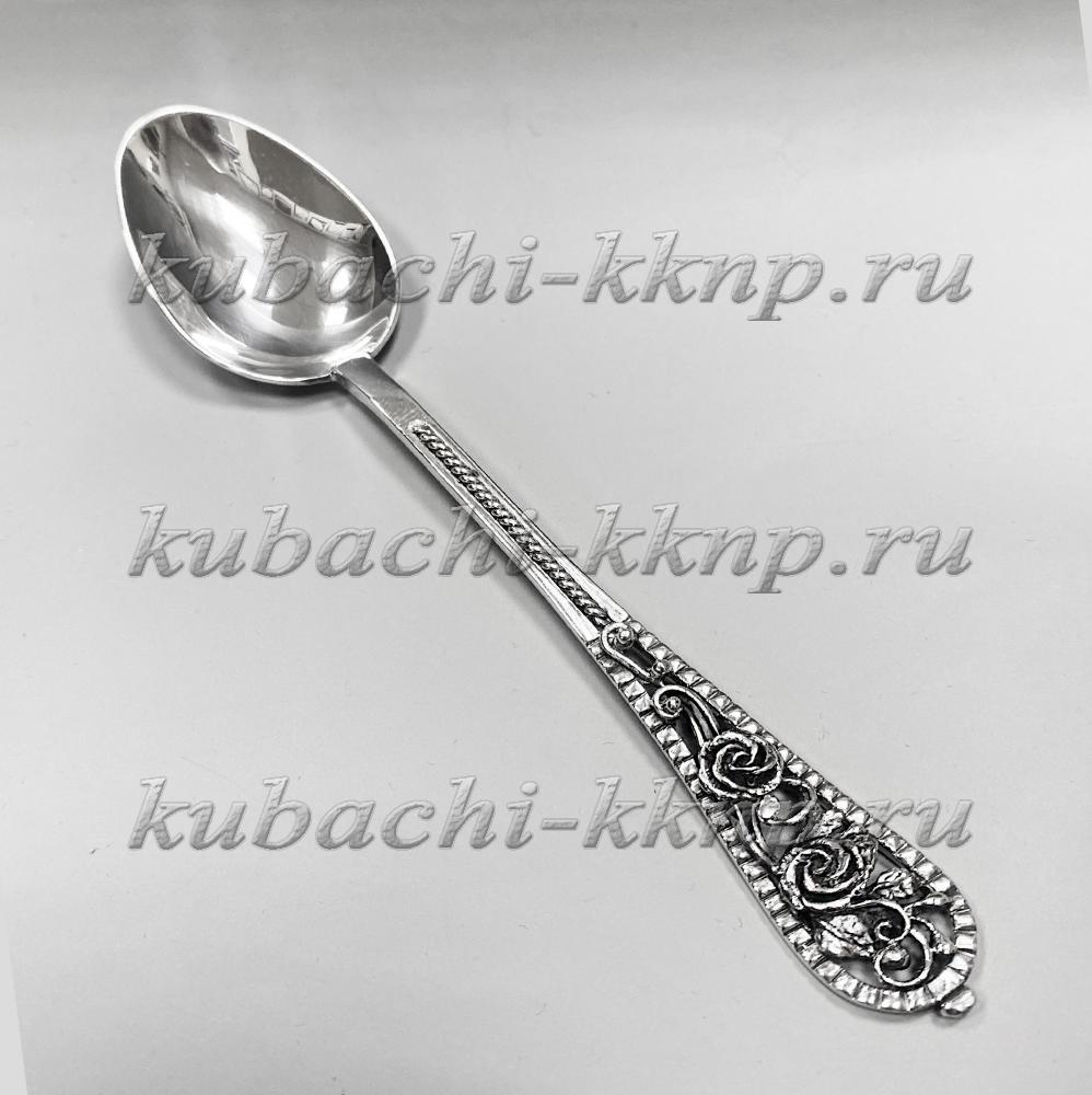 Серебряная ложка с розочками, Л00082 фото 1