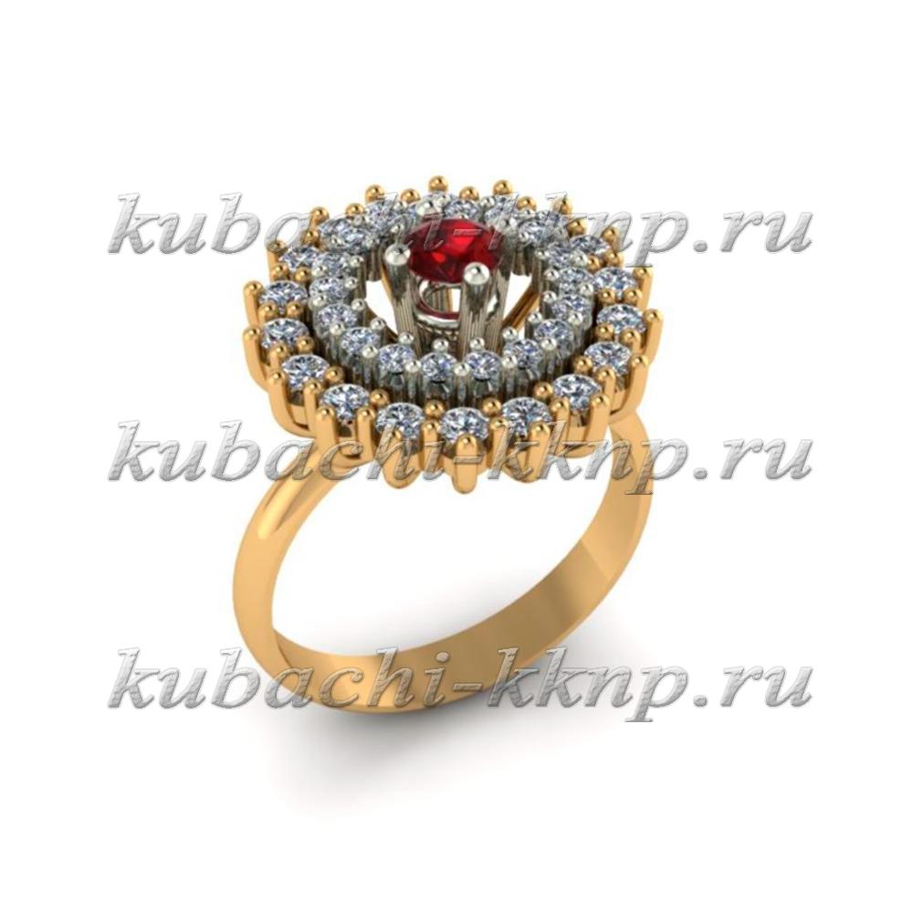 Кольцо из золота с фианитами под гранат, 00109r фото 1