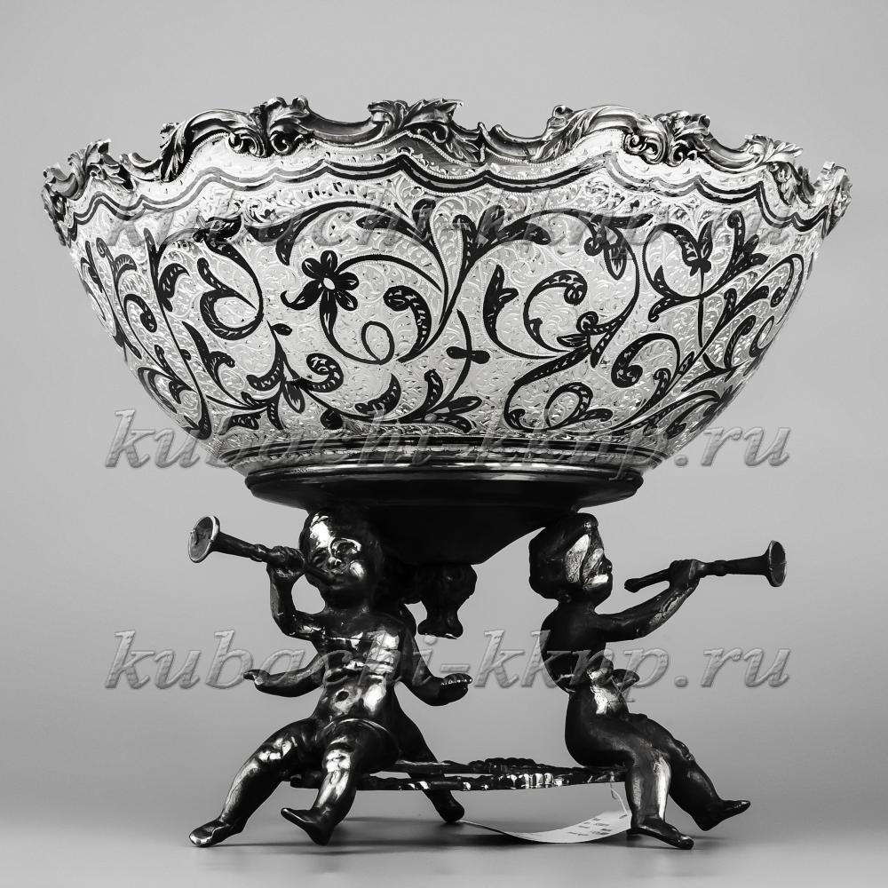Серебряная ваза с ангелочками, вз00019 фото 2