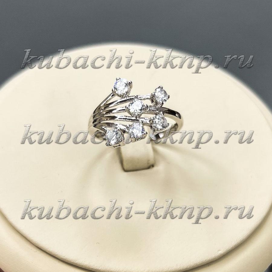 Серебряные кольца с фианитами Ветка, 90668к-АН фото 1