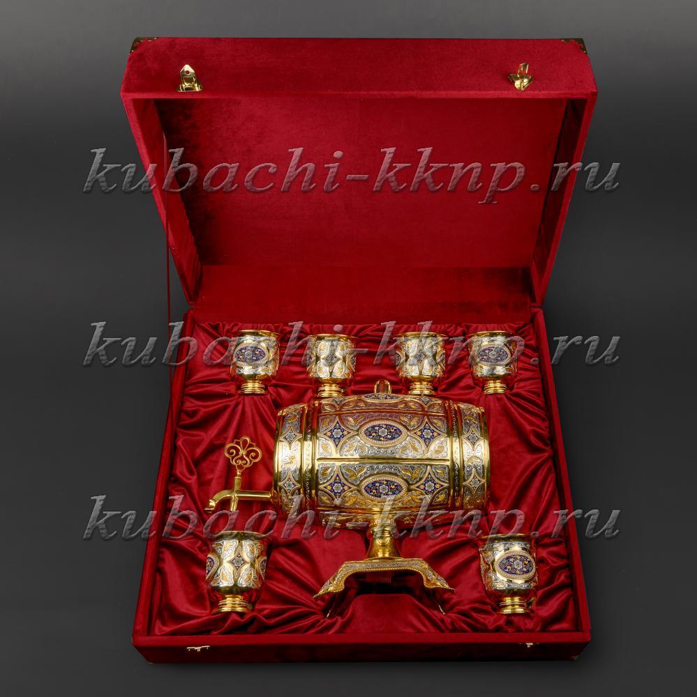 Серебряный набор для вина с цветной эмалью и позолотой 