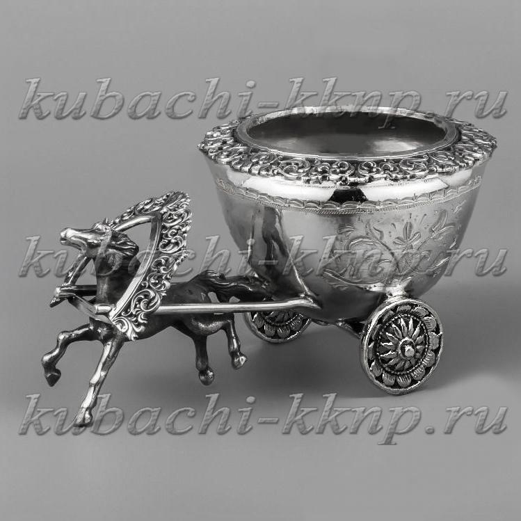 Солонка из серебра Повозка с лошадкой, С064 фото 1