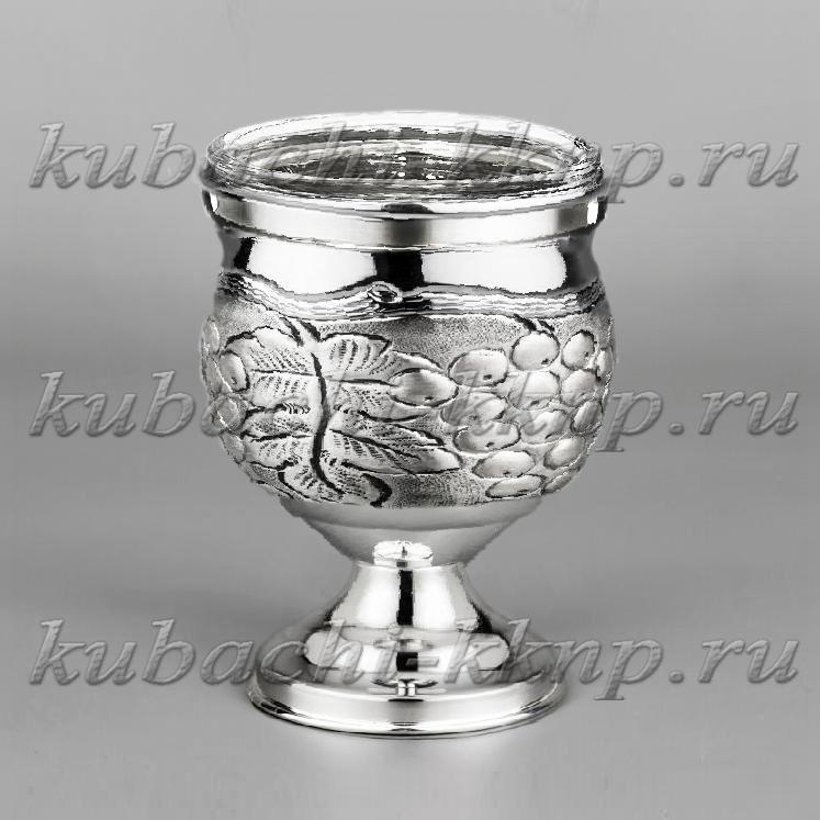 Серебряная солонка со стеклом Виноград, С066 фото 1