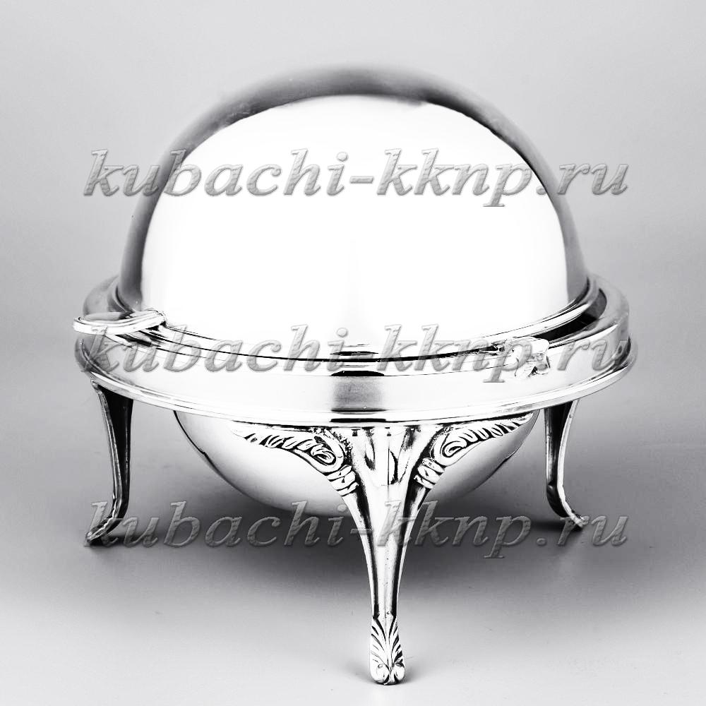 Серебряная икорница со стеклянной вставкой, ИК07а фото 2