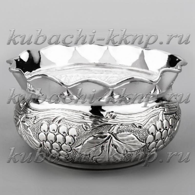 Серебряная конфетница «Виноград», кф167 фото 2