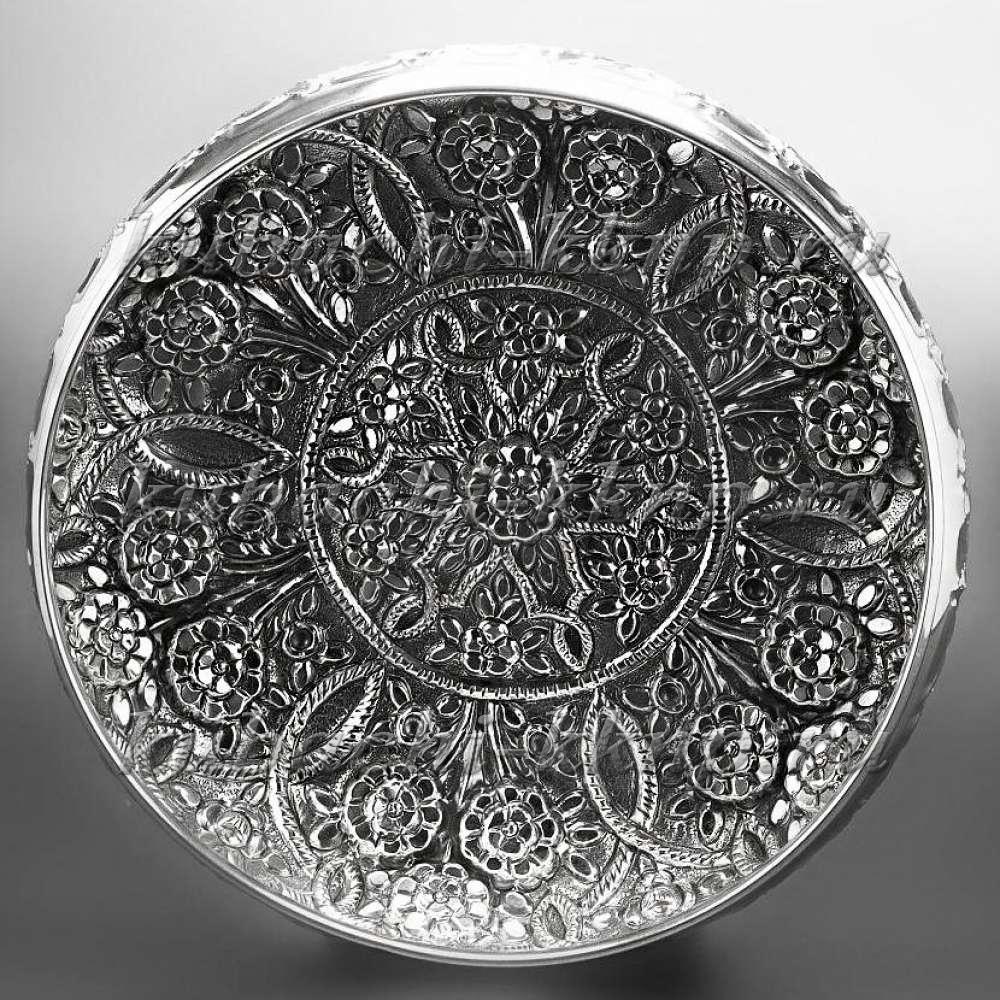 Серебряная конфетница кубачинская в Этно стиле