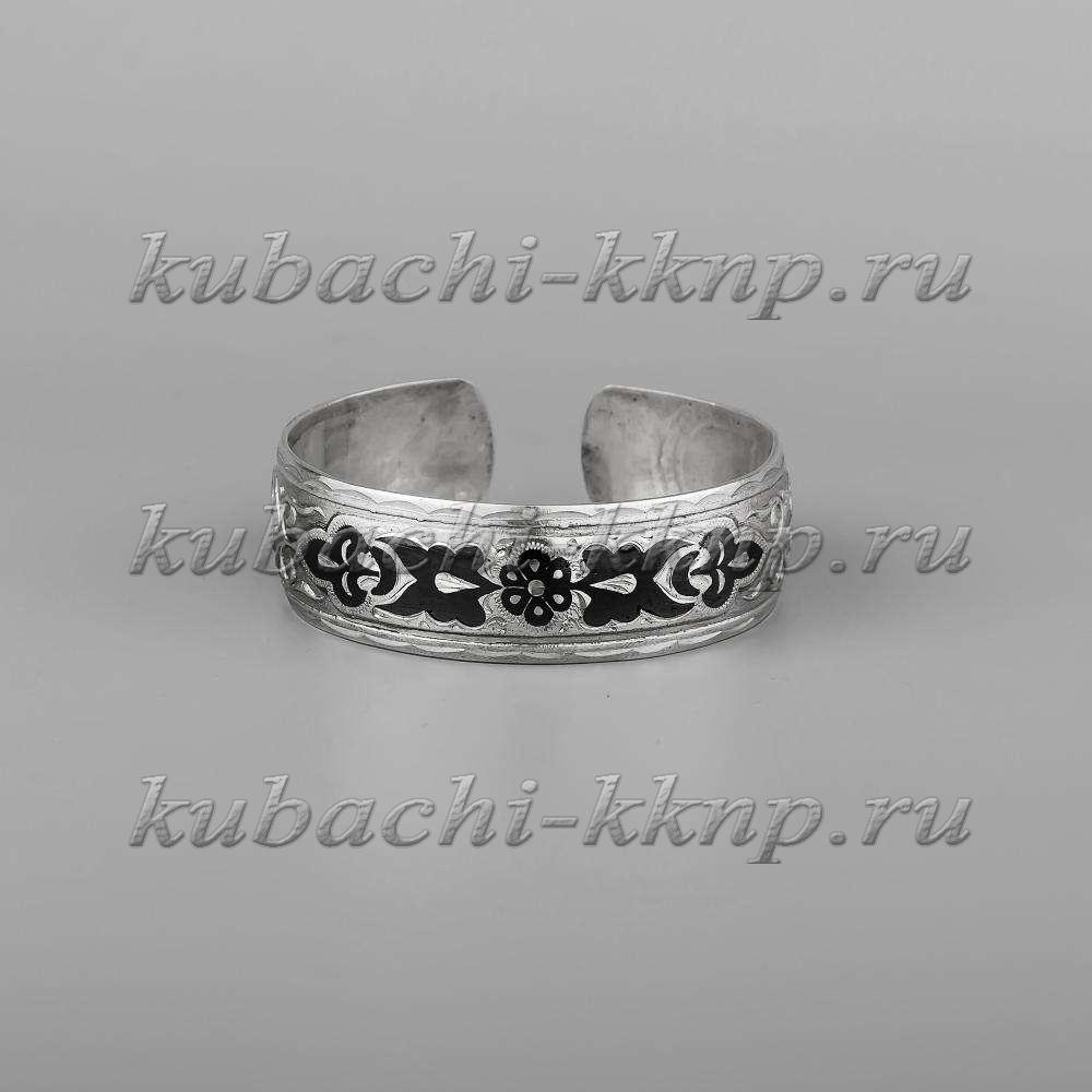 Кубачинский браслет из серебра с чернением, бр85 фото 1