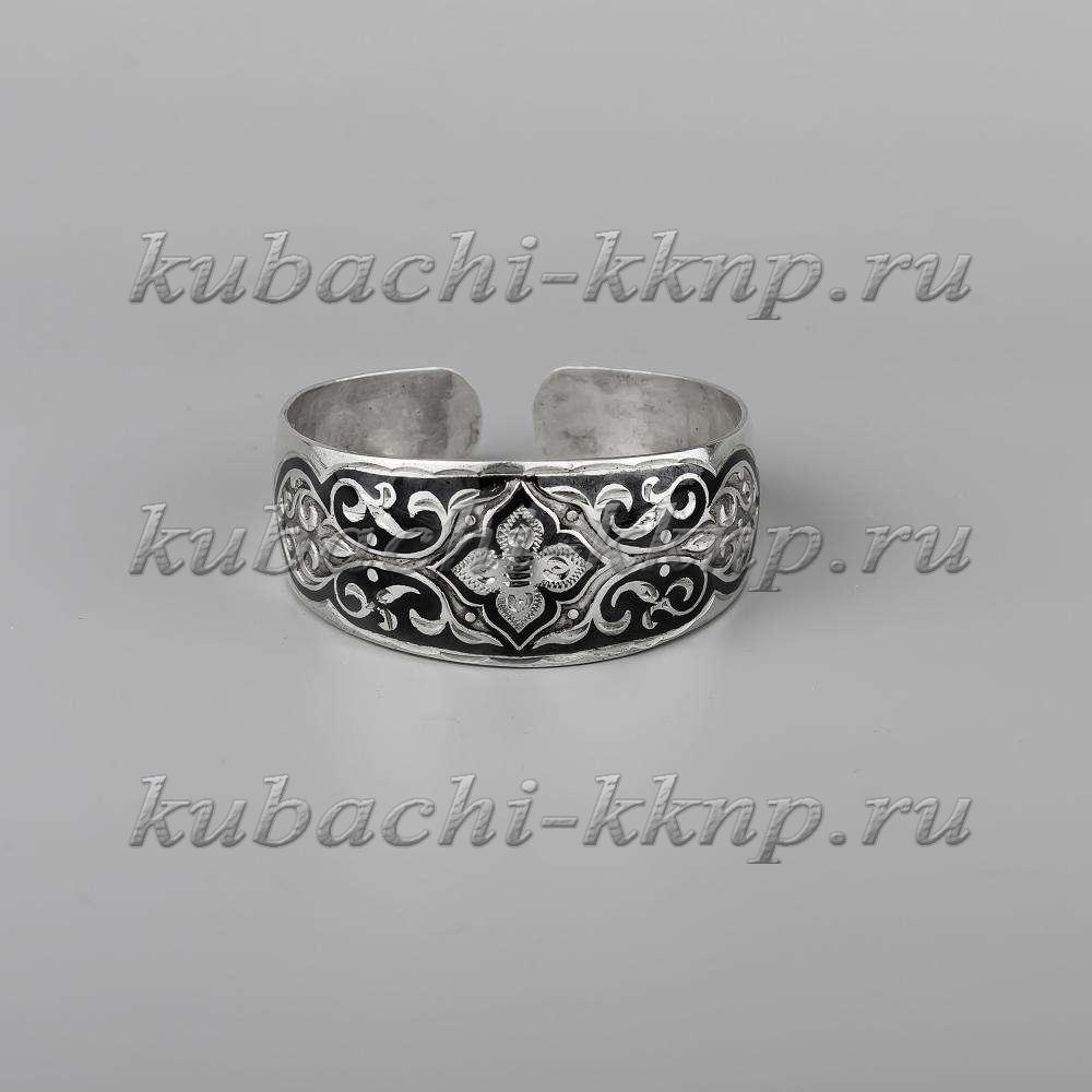 Кубачинский браслет из серебра с стильным орнаментом