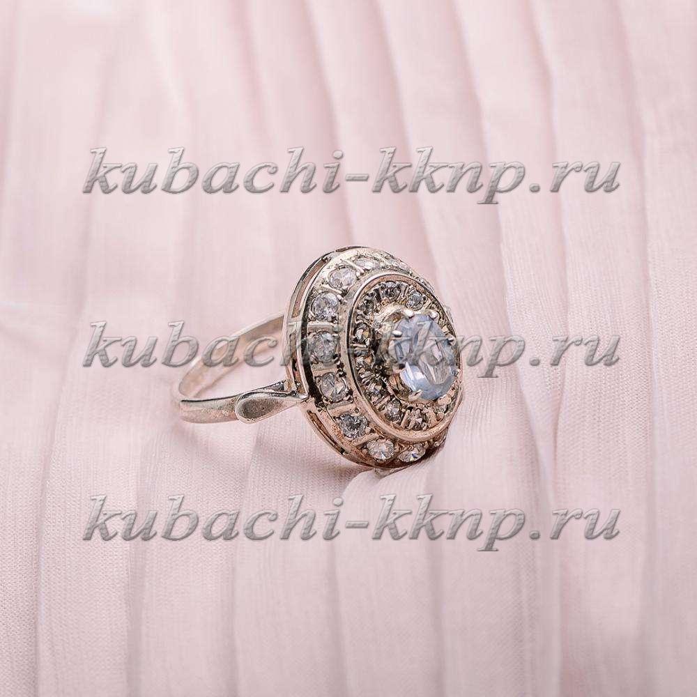 Серебряное кольцо с натуральным топазом и фианитами 
