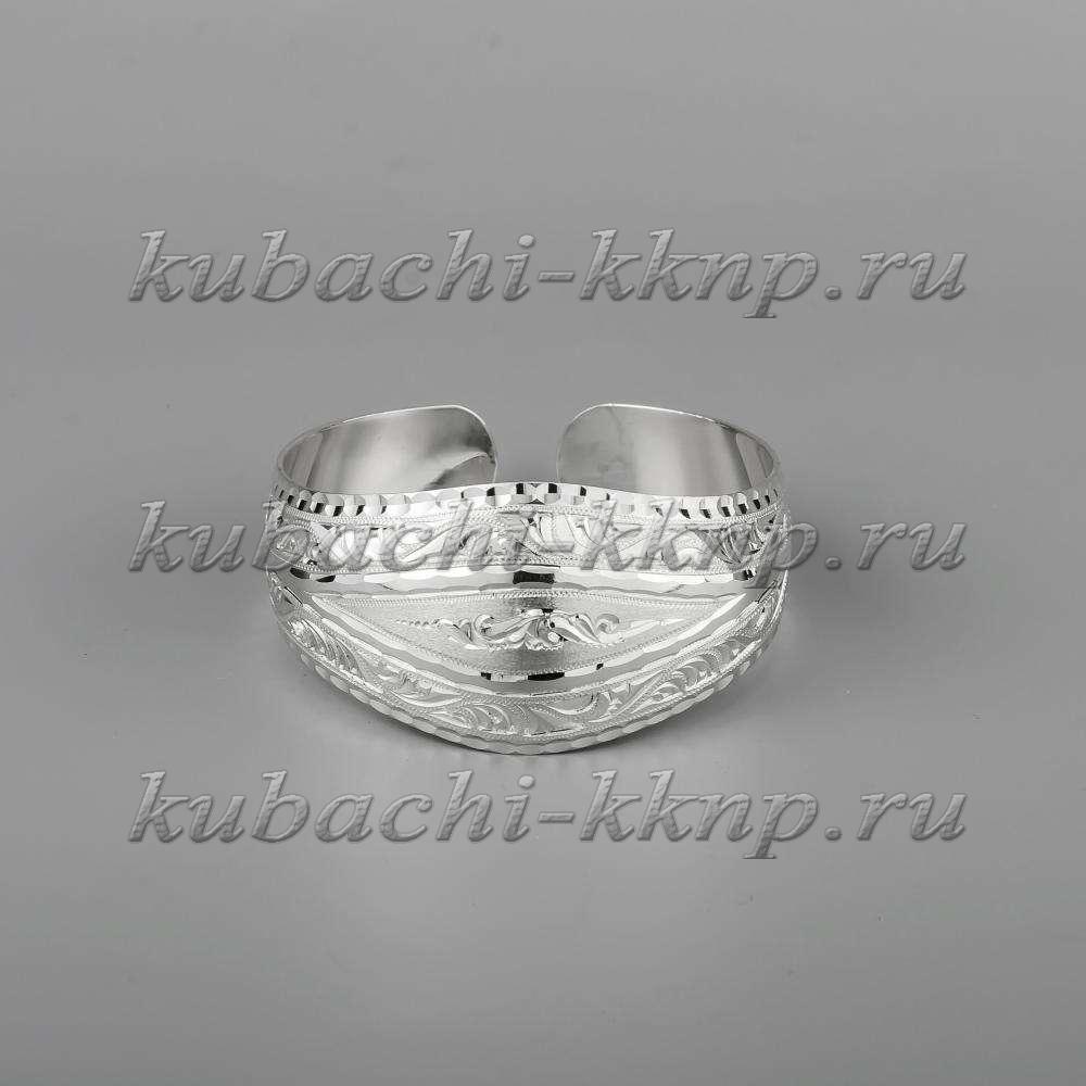 Кубачинский браслет из серебра с гравировкой ручной работы