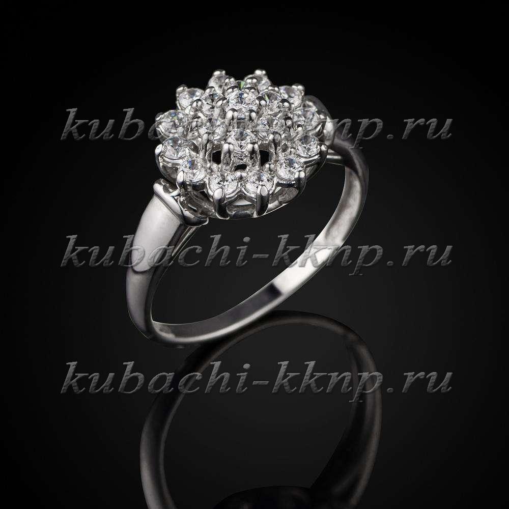 Серебряное кольцо с россыпью белых камней фианитов 