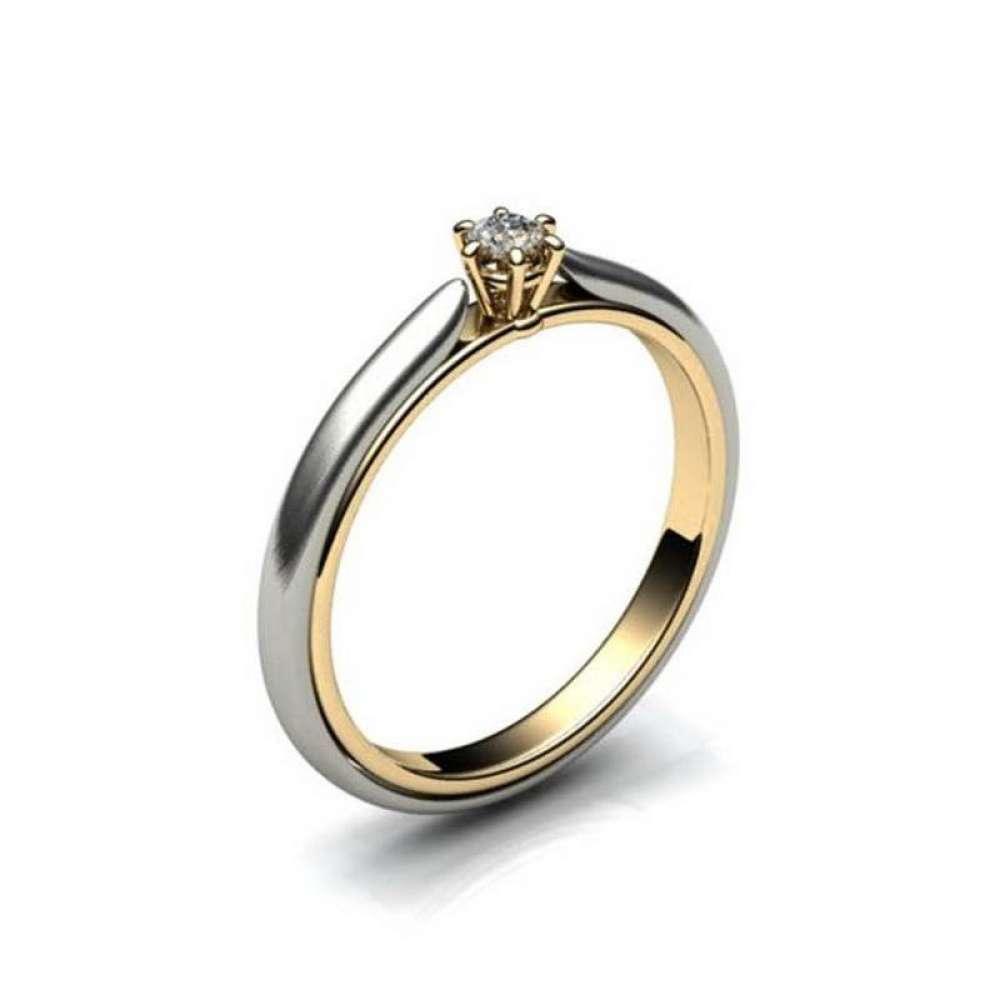 Двухцветное золотое кольцо с одним камнем