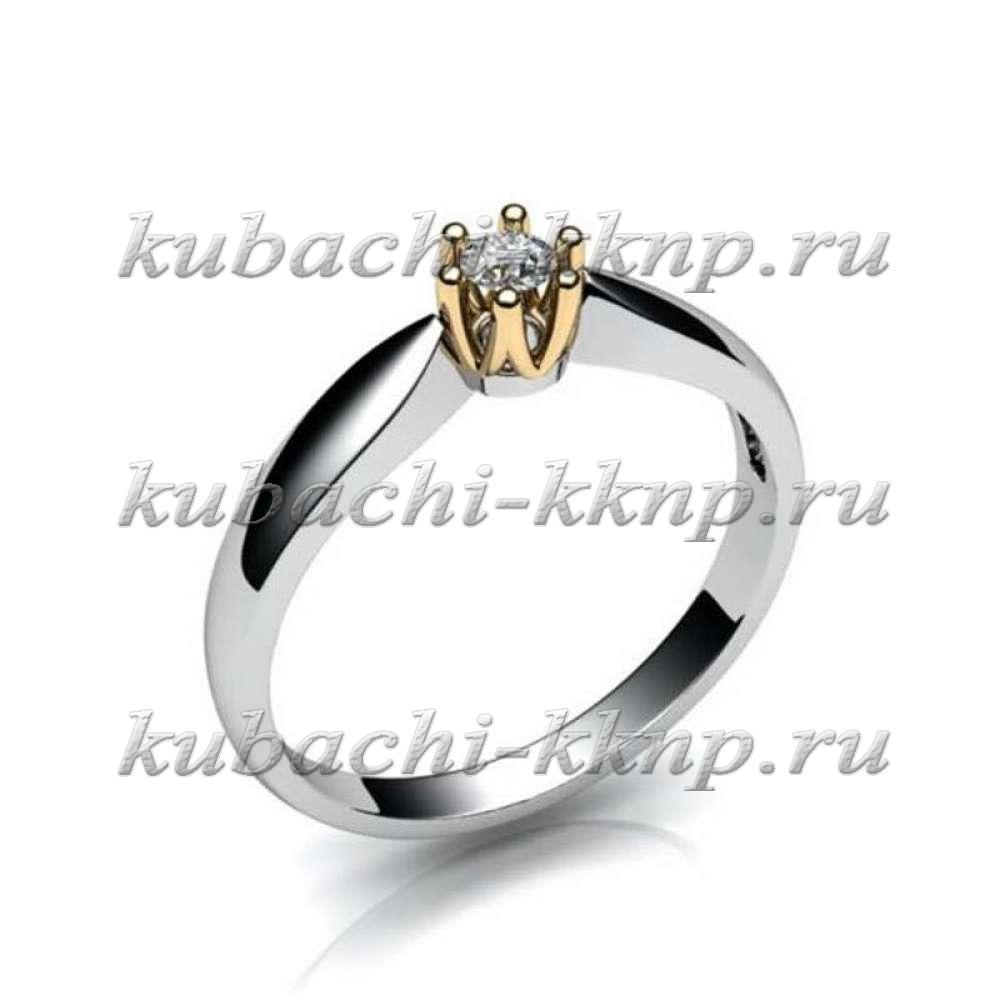 Нежное женское кольцо из белого золота