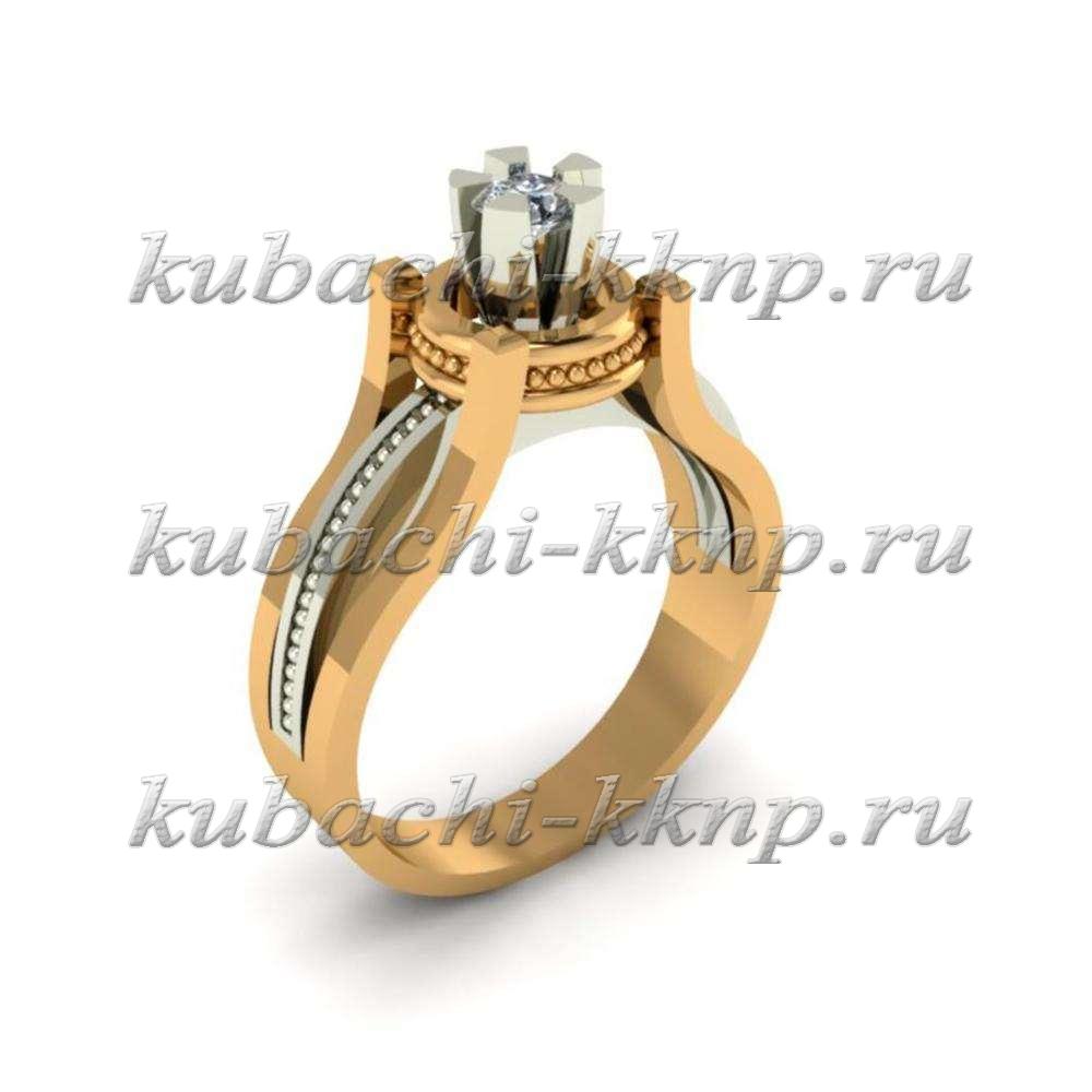 Помолвочное золотое кольцо с фианитами 