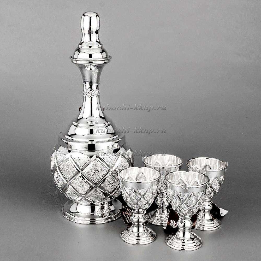 Водочный, коньячный набор из серебра 925 пробы «На четверых»