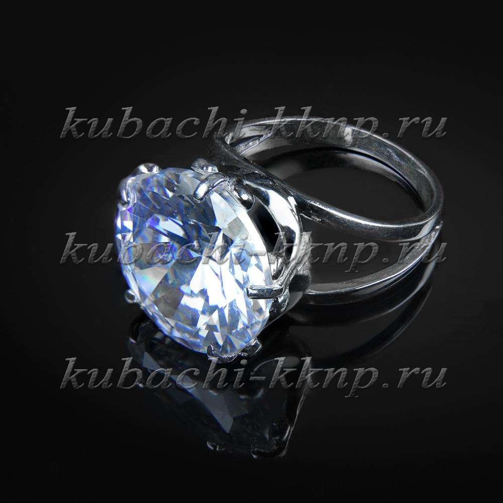 Серебряное кольцо с большим белым фианитом