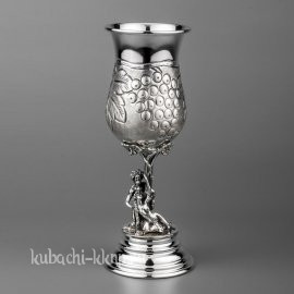 Серебряный нежный  фужер «Виноград», 160 мл - ф055