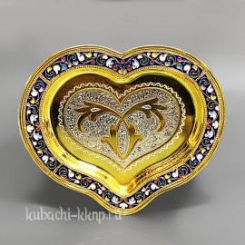 Серебряный поднос с позолотой - ПДН042