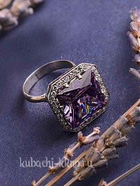 Серебряное кольцо с искусственным аметистом 