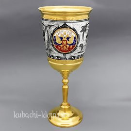 Серебряный фужер с позолотой и гербом России - БК064