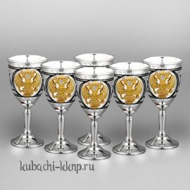 Набор рюмок из серебра с гербом России - р072-6