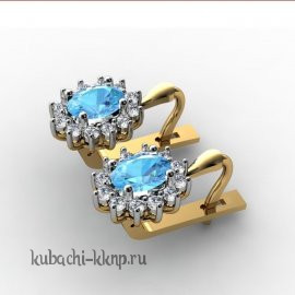 Серьги из золота 585 пробы с цветными фианитами - 00046-3e