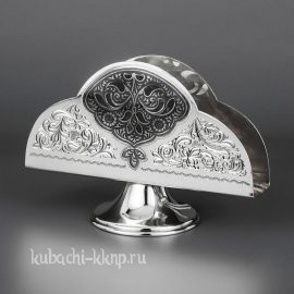 Серебряная салфетница с капельками черни - сл03