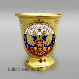 Стопка серебряная с эмалью позолотой и гербом - стп048
