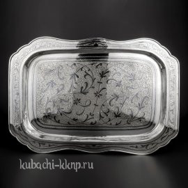 Поднос из серебра прямоугольный  - пдн017