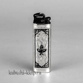Серебряная зажигалка с кубчинским орнаментом - заж09