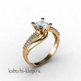 Кольцо из золота с крупным фианитом - 00027r