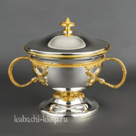 Серебряная сахарница с позолотой «Глянцевая» - сх028