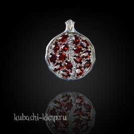 Подвеска кубачи с фианитами цвета гранат  - подв218