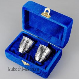 Набор серебряных стопок с арочным орнаментом «Двойка», 40 мл - нс014