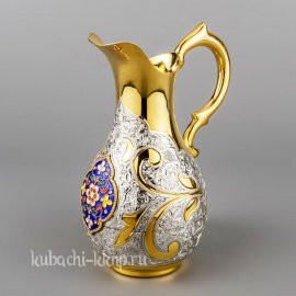 Серебряный молочник с позолотой и эмалью «Миналь» - м011