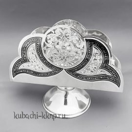 Серебряная салфетница на ножке - СЛ032