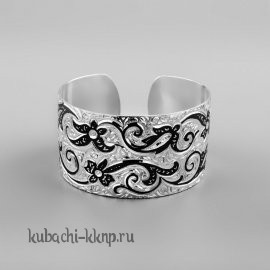 Серебряный браслет Кубачина женскую руку с четким орнаментом - БР42