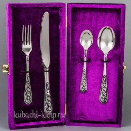 Набор десертный на 1 персону с чернью - э09