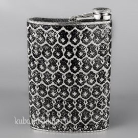 Серебряная фляга «Эксклюзив»  с откидной крышкой - фл061
