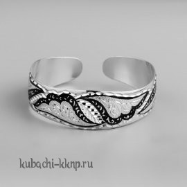Серебряный браслет Кубачи на женскую руку с чернением - БР180