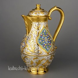 Серебряный кувшин, инкрустированный цветной эмалью «Финифть» - 423348