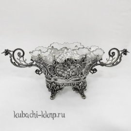 Серебряная вазочка со стеклом 